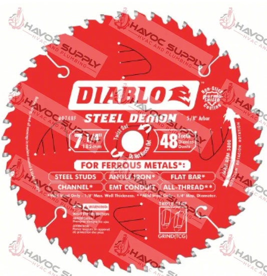 D0748F - DIABLO 7-1/4" X 48 TOOTH X 5/8 FERROUS CIRCULAR SAW BLADE - SO - HAVOC SUPPLY, LLC