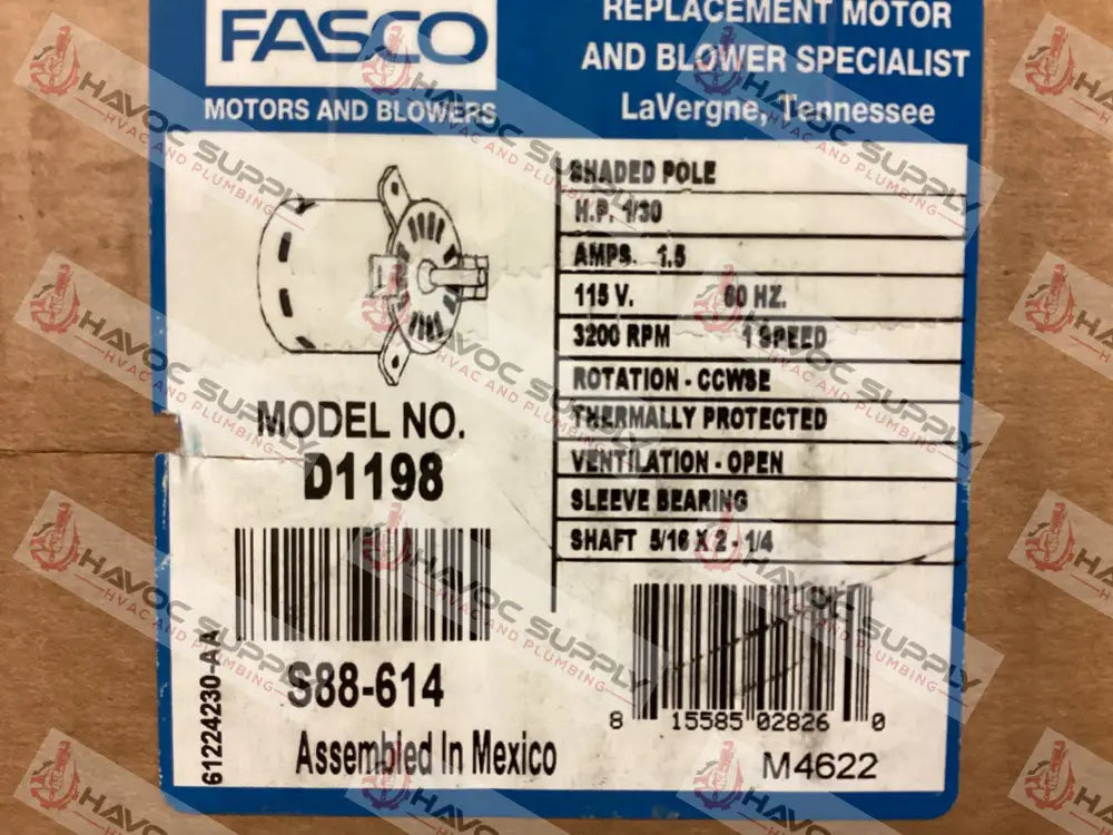 D1198 - 1/30 HP LENNOX CONDENSER MOTOR - SO - HAVOC SUPPLY, LLC