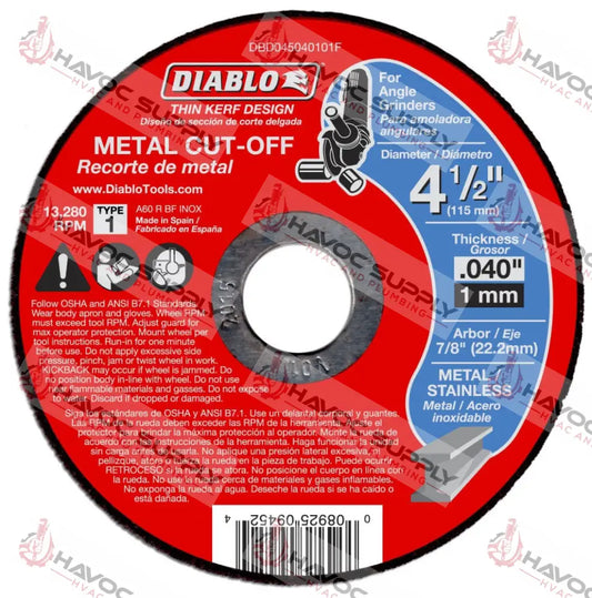 DBD045040101F - DIABLO 4-1/2 X .040 X 7/8 METAL CUT OFF WHEEL - HAVOC SUPPLY, LLC