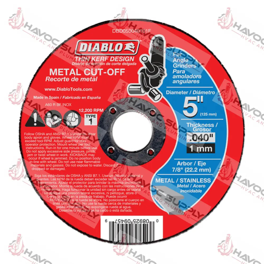 DBD050040101F - DIABLO 5 X .040 X 7/8 METAL CUT OFF BLADE - SO - HAVOC SUPPLY, LLC