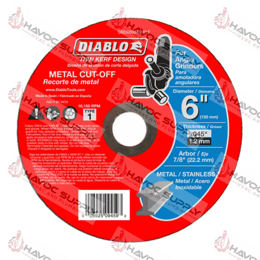 DBD060045101F - DIABLO 6 X .045 X 7/8 METAL CUT OFF BLADE - SO - HAVOC SUPPLY, LLC