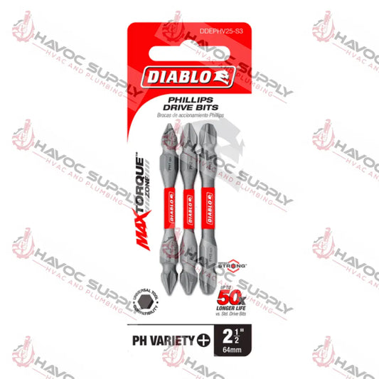 DDEPHV25S3 - DIABLO DOUBLE END INSERT BIT PH 3PK - HAVOC SUPPLY, LLC