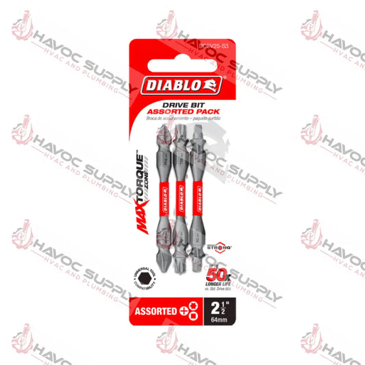 DDEV25S3 - DIABLO DOUBLE END INSERT BIT VARIETY 3PK - HAVOC SUPPLY, LLC