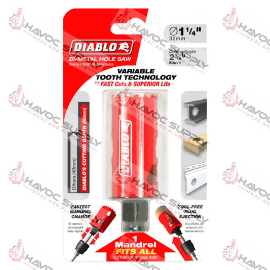 DHS1250 - DIABLO 1-1/4 X 60MM HOLE SAW - HAVOC SUPPLY, LLC