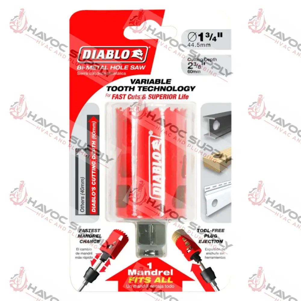 DHS1750 - DIABLO 1-3/4 X 60MM HOLE SAW - HAVOC SUPPLY, LLC