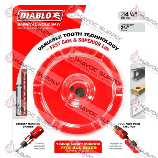 DHS4125 - DIABLO 4-1/8 BIMETAL HOLE SAW - HAVOC SUPPLY, LLC