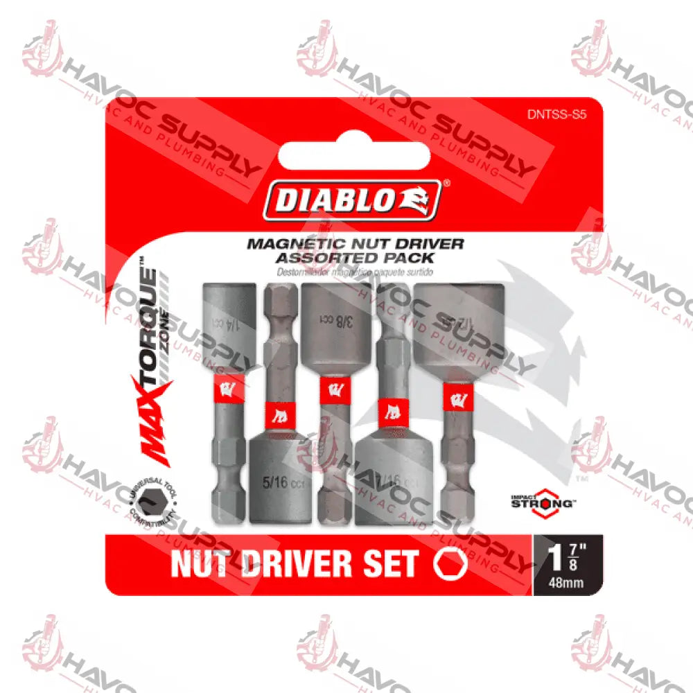 DNTSSS5 - DIABLO 5PC MAGNETIC NUT SETTER SET - HAVOC SUPPLY, LLC