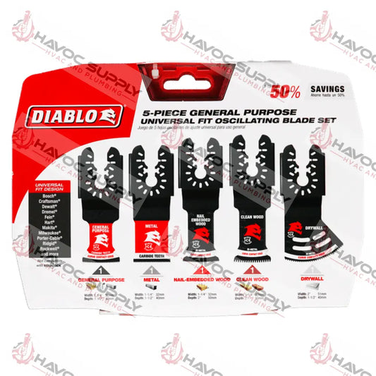 DOU5S - DIABLO 5PC UNIVERSIAL OSCILLATING MULTI BIT SET - HAVOC SUPPLY, LLC