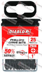DPH2R1P25 - DIABLO #2R PHILLIPS BIT 25PK - HAVOC SUPPLY, LLC