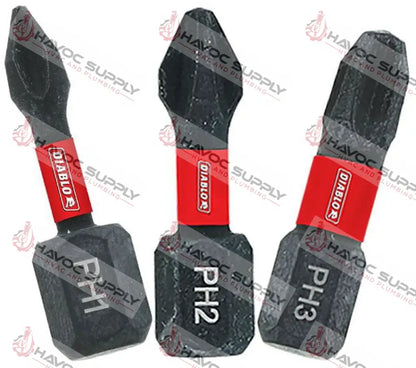 DPHV1S3 - DIABLO #1 #2 #3 PHILLIPS BIT SET 3PC - HAVOC SUPPLY, LLC