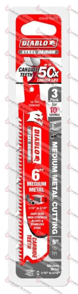 DS0610CF3 - 6" CARBIDE MEDIUM METAL 10TPI 3PK - HAVOC SUPPLY, LLC