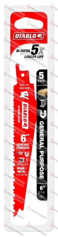 DS0614BGP5 - DEMO DEMON 6" 8-14TPI 5PK - HAVOC SUPPLY, LLC