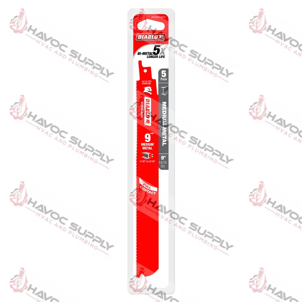 DS0914BF5 - DIABLO STEEL DEMON 9" 14-18TPI 5PK - HAVOC SUPPLY, LLC