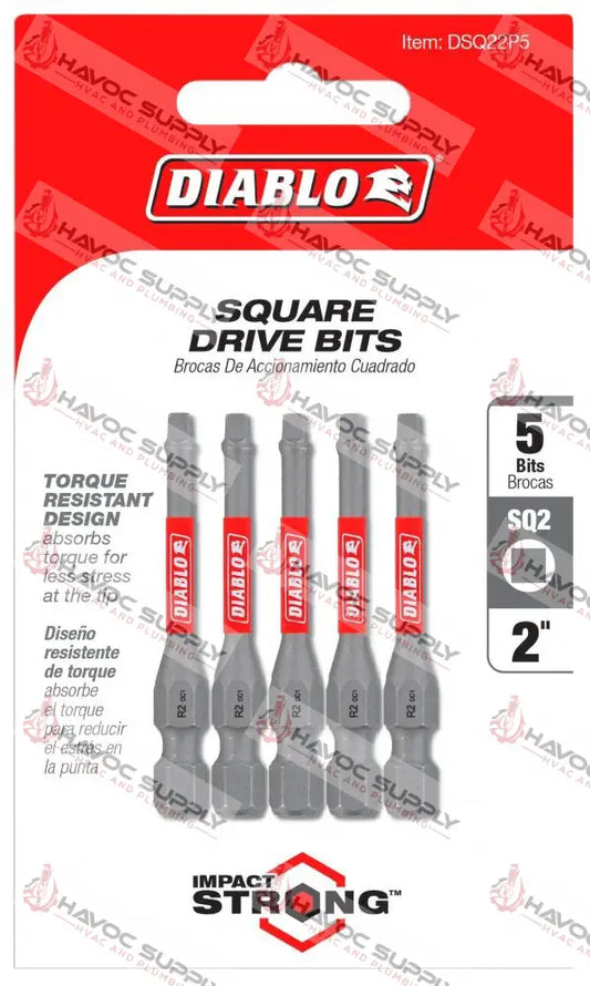 DSQ22P5 - DIABLO #SQ2 SQUARE IMPACT BIT 5PK - HAVOC SUPPLY, LLC