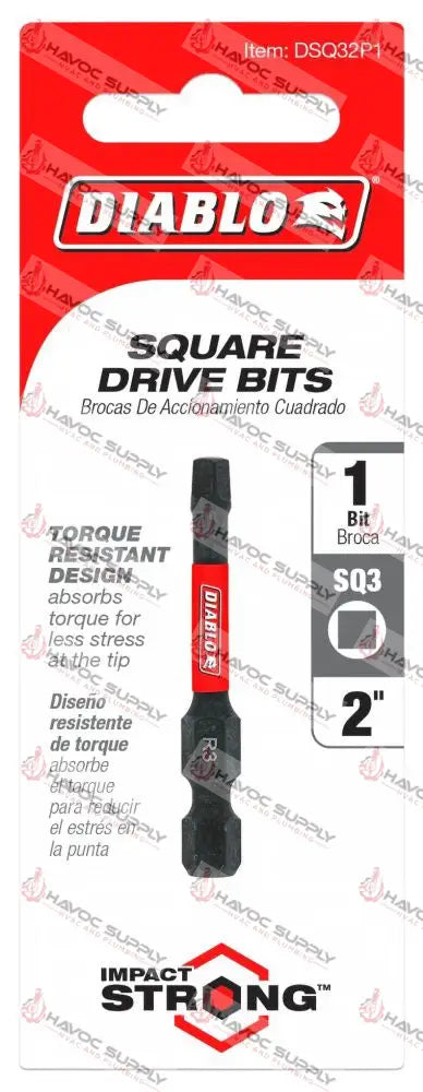 DSQ32P1 - DIABLO #SQ3 SQUARE IMPACT BIT - HAVOC SUPPLY, LLC