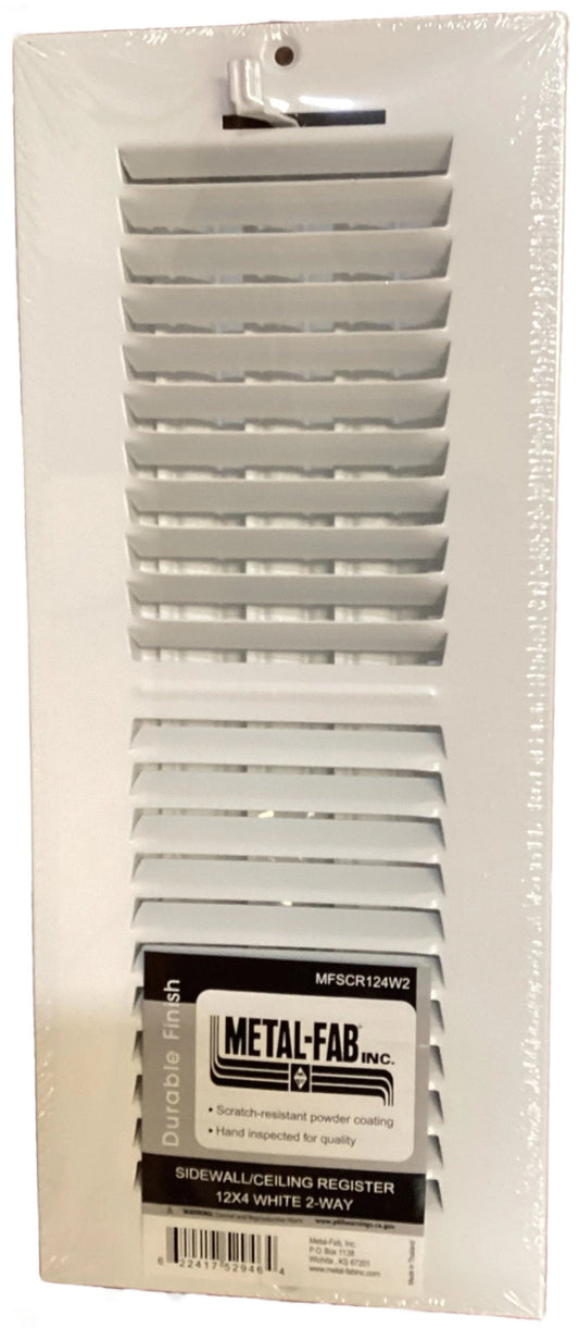 MFSCR124W2 - 12"X4" 2-WAY WALL/CEILING SUPPLY REGISTER - WHITE - HAVOC SUPPLY, LLC