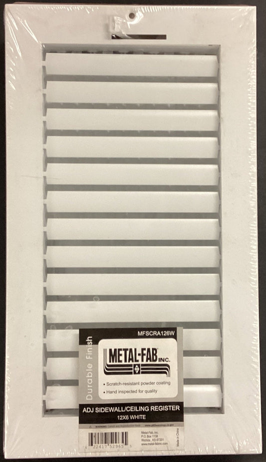 MFSCRA126W - 12"X6" MULTI-LOUVER WALL/CEILING SUPPLY REGISTER - WHITE - HAVOC SUPPLY, LLC