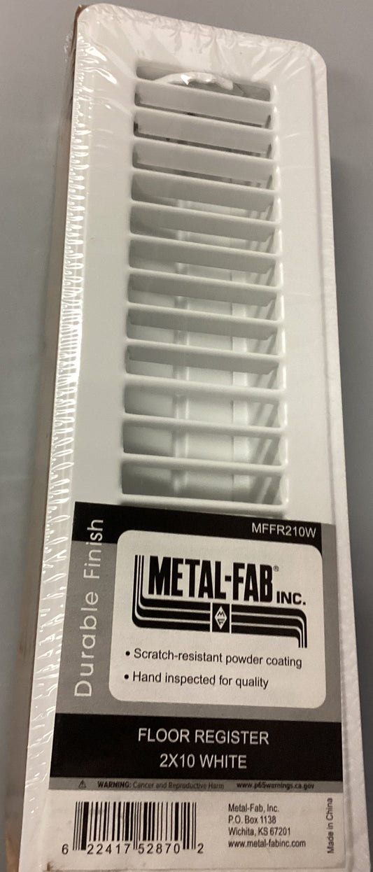MFFR210W - 2"X10" FLOOR SUPPLY REGISTER - WHITE - HAVOC SUPPLY, LLC