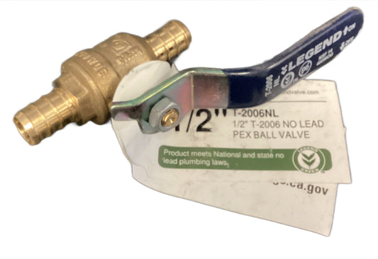 101-593NL - 1/2" CRIMP PEX BRASS BALL VALVE