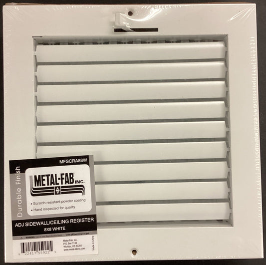 MFSCRA88W - 8"X8" MULTI-LOUVER WALL/CEILING SUPPLY REGISTER - WHITE - HAVOC SUPPLY, LLC