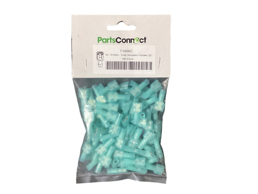 T1005C - 1/4" BLUE FEMALE SPADE TERMINAL 100PK