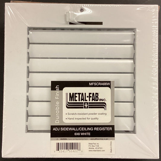 MFSCRA66W - 6"X6" MULTI-LOUVER WALL/CEILING SUPPLY REGISTER - WHITE - HAVOC SUPPLY, LLC