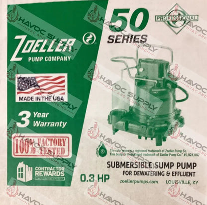 M53 - ZOELLER 3/10HP 115V SUMP PUMP WITH MECHANICAL FLOAT - HAVOC SUPPLY, LLC