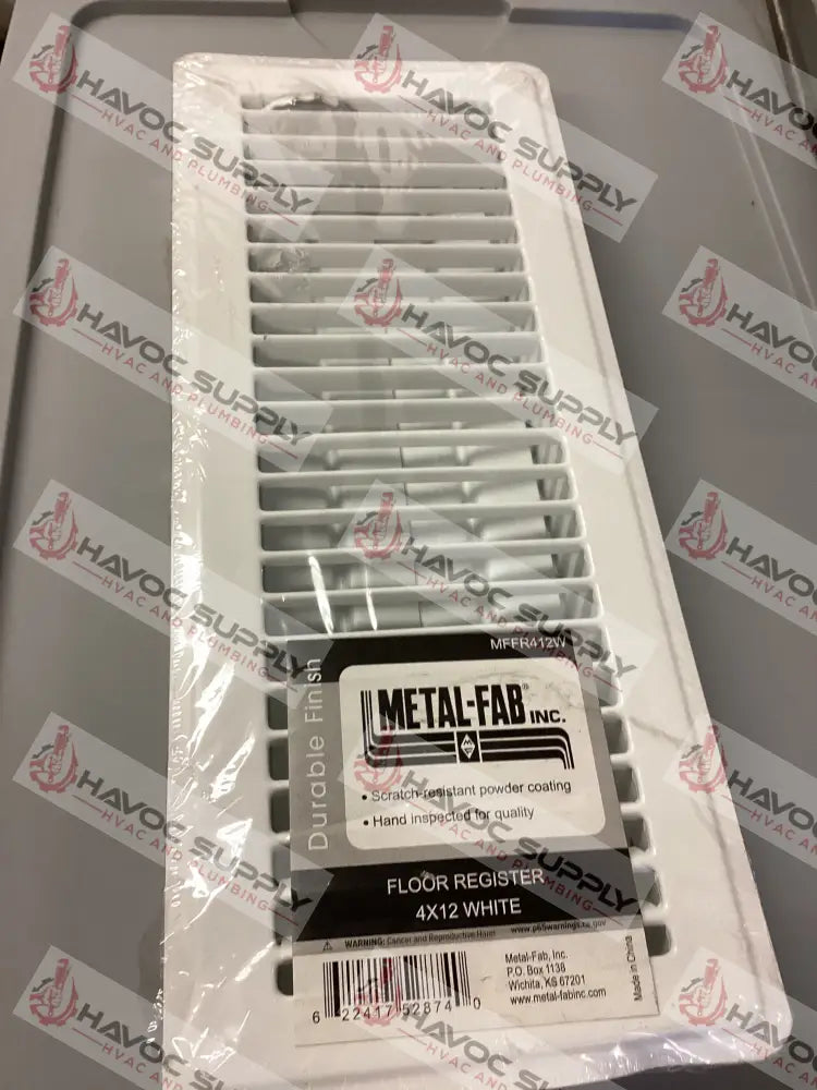 MFFR412W - 4"X12" FLOOR SUPPLY REGISTER - WHITE - HAVOC SUPPLY, LLC