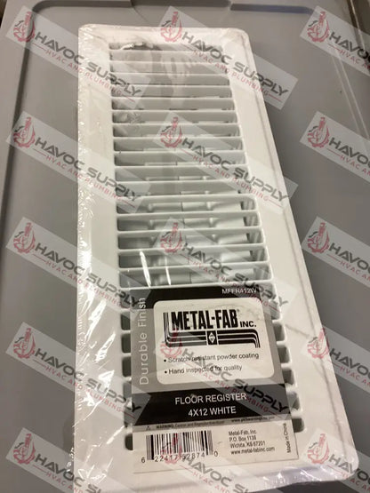 MFFR412W - 4"X12" FLOOR SUPPLY REGISTER - WHITE - HAVOC SUPPLY, LLC