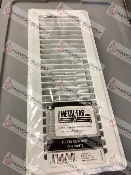 MFFR412W - 4"X12" FLOOR SUPPLY REGISTER - WHITE - HAVOC SUPPLY, LLC