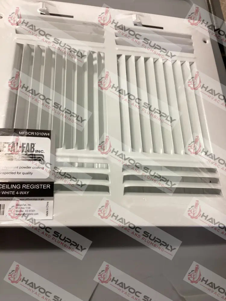 MFSCR1010W4 - 10"X10" 4-WAY WALL/CEILING SUPPLY REGISTER - WHITE - HAVOC SUPPLY, LLC