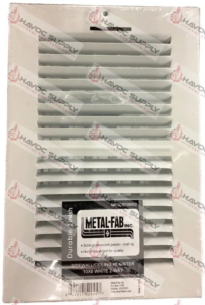 MFSCR106W2 - 10"X6" WALL/CEILING SUPPLY REGISTER - WHITE - HAVOC SUPPLY, LLC