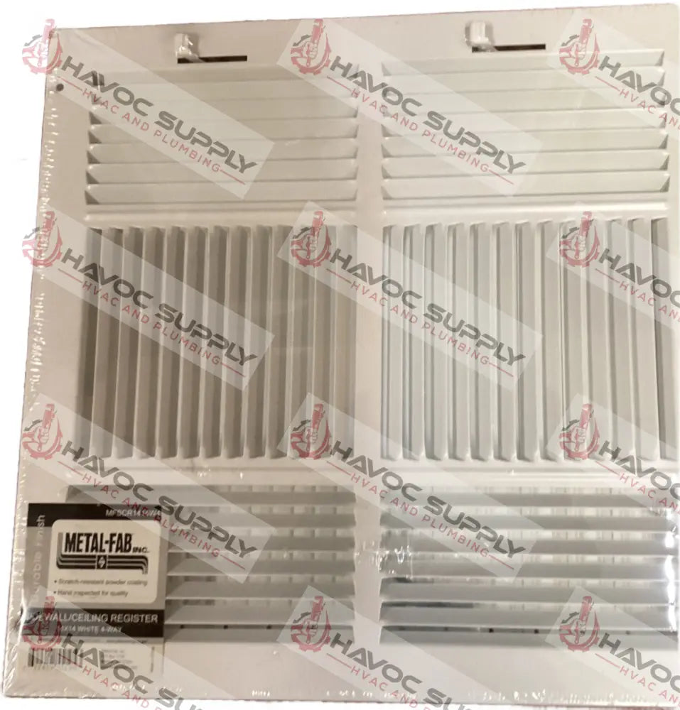 MFSCR1414W4 - 14"X14" 4-WAY WALL/CEILING SUPPLY REGISTER - WHITE - HAVOC SUPPLY, LLC