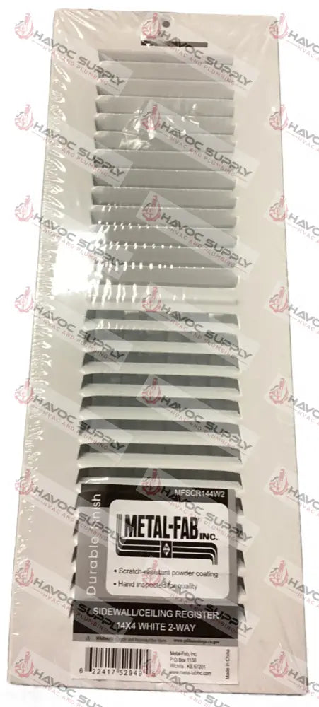 MFSCR144W2 - 4"X14" WALL/CEILING SUPPLY REGISTER - WHITE - HAVOC SUPPLY, LLC