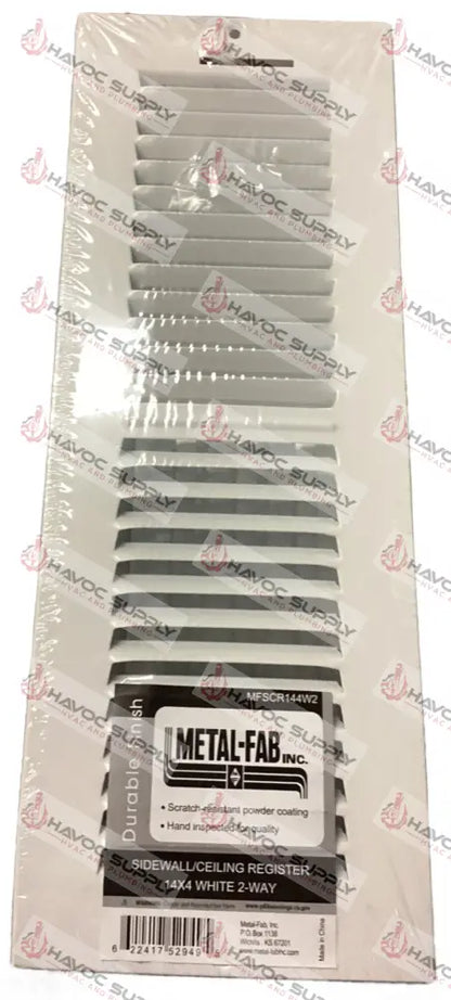 MFSCR144W2 - 4"X14" WALL/CEILING SUPPLY REGISTER - WHITE - HAVOC SUPPLY, LLC