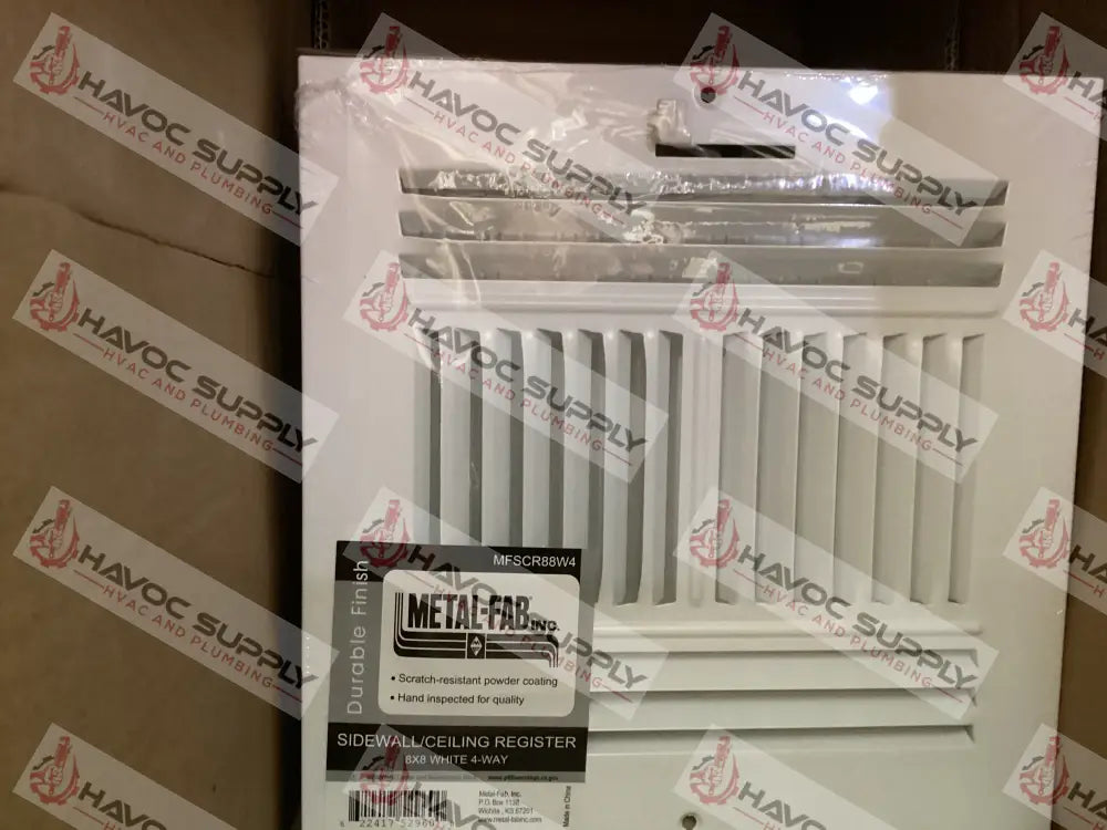 MFSCR88W4 - 8"X8" 4-WAY WALL/CEILING SUPPLY REGISTER - WHITE - HAVOC SUPPLY, LLC