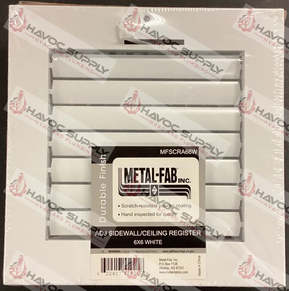 MFSCRA66W - 6"X6" MULTI-LOUVER WALL/CEILING SUPPLY REGISTER - WHITE - HAVOC SUPPLY, LLC