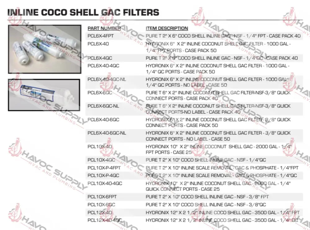 PCL6X4FPTB - WATER FILTER 6’’ 1/4 WATER FILTERS