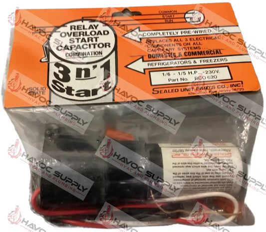 RCO620 - SUPCO 3N1 HARD START KIT 1/6 - 1/5 HORSEPOWER 230 VOLT - HAVOC SUPPLY, LLC