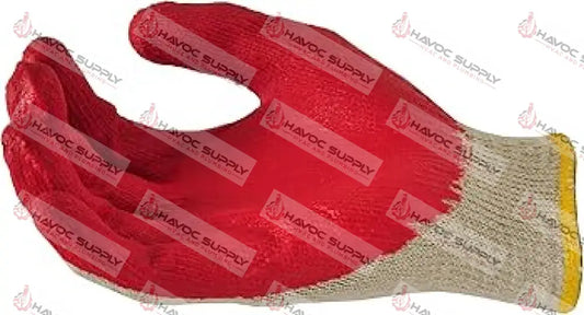 RED "PAINTED PALM" WORK GLOVES (ONE SIZE FITS ALL) - PER PAIR - HAVOC SUPPLY, LLC