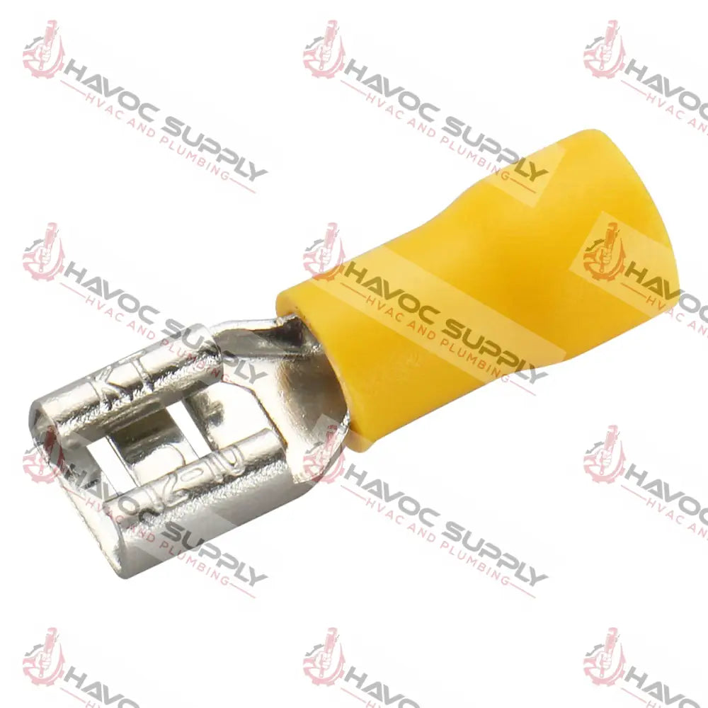 T1001C - 1/4" YELLOW FEMALE SPADE TERMINAL 100/PK - HAVOC SUPPLY, LLC