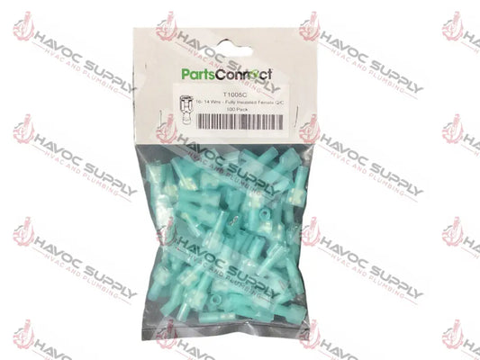 T1005C - 1/4" BLUE FEMALE SPADE TERMINAL 100PK - HAVOC SUPPLY, LLC