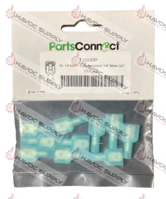 T1006P - 1/4" BLUE MALE SPADE TERMINAL 10PK - HAVOC SUPPLY, LLC